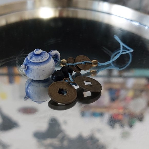 Super Cute Blue Teapot Handbag Phone Charm Keychain Charm Accessory - Picture 1 of 3